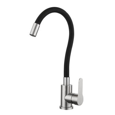 China Kitchen Faucets Black Flexible SUS304 Swivel Swivel Single Handle Pull Out Kitchen Mixer Tap for sale