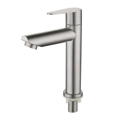 China Factory Direct 304 Stainless Steel Basin Faucet Deck Mount Brushed Nickel Metered Basin Faucet For Bathroom for sale