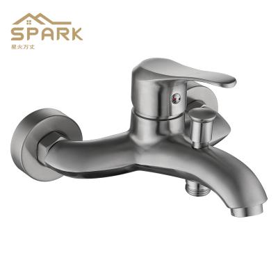 China With Slide Bar 304 Stainless Steel Shower Room Water Mixer Waterfall Wall Mounted Bathtub Faucet for sale