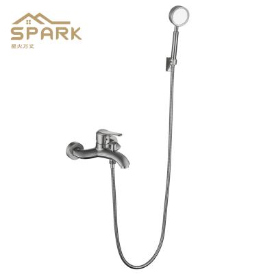 China With Slide Bar 304 Stainless Steel Shower Room Water Mixer Waterfall Wall Mounted Bathtub Faucet for sale