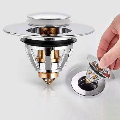 China Modern Brass Plug Noise Filter Drain Plug Sink Basiner Washing With Anti-Clogging Strainer For Bathroom for sale