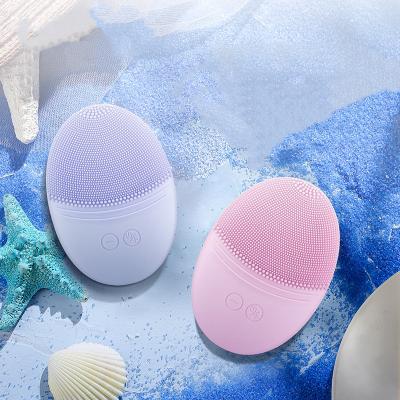 China Wireless Rechargeable Handheld Brush IPX7 Sonic Silicone Facial Cleansing Brush Waterproof Acne Treatment Face Massager for sale