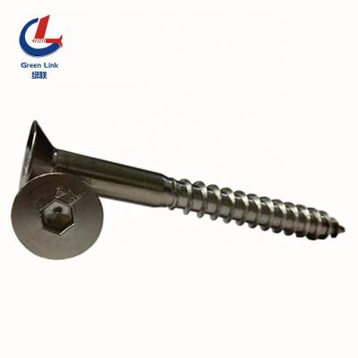 China Long Hex Flat Hot Socket CSK Head Flat Forging Stainless Steel Wood Screw DIN7997 Allen Head Wood Screw for sale