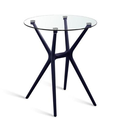 China Modern Glass Top Plastic Legs Convertible Coffee Table Round To Dining Table for sale