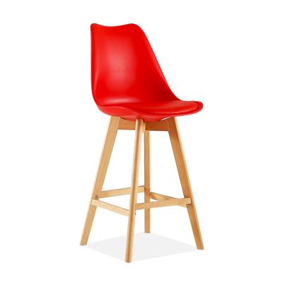 China High Bar Plastic Adjustable Chair Seat Wood Leg Modern Design Tall (Height) Bar Chair for sale