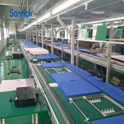 China Heat Resistant Fully Automatic Aluminum Frame Chain Conveyor Dual Machining Plate 65 Inch Assembly Line LCD TV for sale