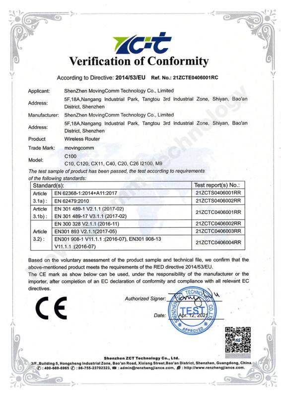 CE - Shenzhen Movingcomm Technology Co., Ltd.