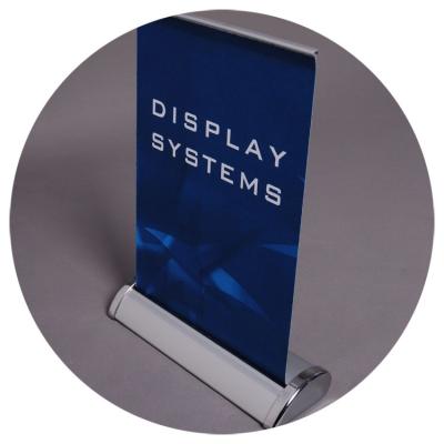 China Customized Desktop A3 A4 Teardrop Mini Tabletop Aluminum Mini Display Roll Up Frame Banner Stand for sale