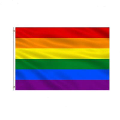 China Bright color of decoration etc. LGBT And Rainbow 100% UV Protection Polyester 3x5ft 90*150cm Gay Pride Flag With Brass Grommets for sale