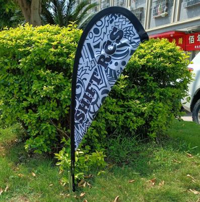 China UV Resistant Customize Printing Double Sided Ground Spike Fiberglass Mini Teardrop Garden Flag for sale