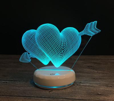 China Table Case Lit Christmas Holiday New Custom Color Crystal Laser Changing Heart Shape Love 3D Table Light Wedding Led Gift Set for sale