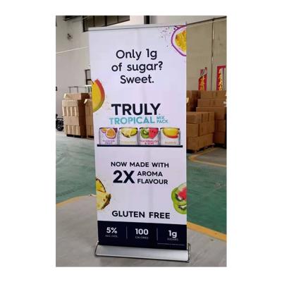 China Outdoor Advertising Indoor Luxury Teardrop Display Stand Wide Low Single Roll Up Retractable Aluminum Banner Stand Trade Fair Display Stand for sale