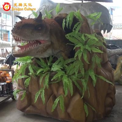 China Outdoor& indoor park customized animatronic dinosaur head carnotaurus coming out of the wall for sale