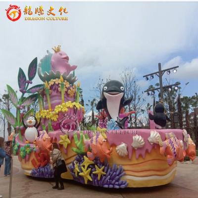 China Outdoor Parade Amusement Park Theme Park Decorative Fiberglass Float Vehicle for sale