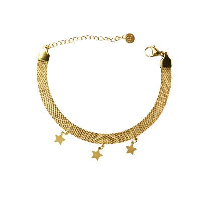 China Iatest Trendy Style Unique Creativity Network Chain Gold Plated Stainless Steel Star Heart Bracelet for sale