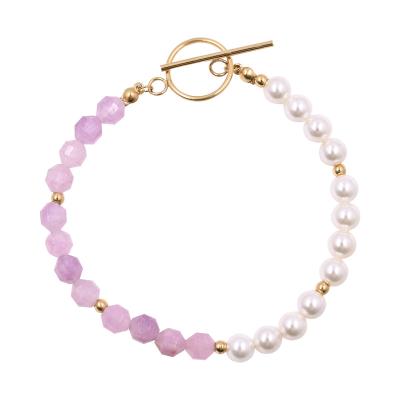 China Fashionable Wholesale High Quality Natural Stone Bead Proof Beaded Stainless Steel Gold Plated Bracelet for sale