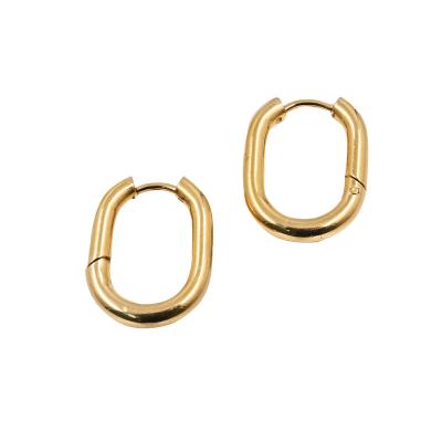 China TRENDY Wholesale Custom Fashion Oval Gold Plated Stainless Steel Earrings Jewelry Women for sale