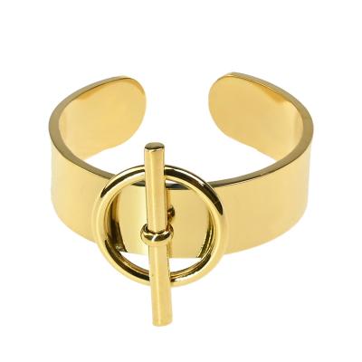 China Wholesale Custom Exquisite Gold Plated Clock Design Woman Jewelry High Quality Ladies Ring Manufacturer 18K Stainless Steel Fashion for sale