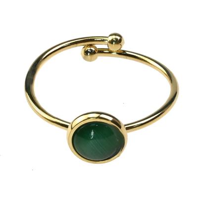 China New Fashion Wholesale Custom Natural Stone Jewelry 18K Gold Plated Stainless Steel Ring Women Adjustable Joyas for sale