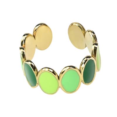 China Wholesale Fashion 18k Gold Plated Green Jewelry Ring Women Stainless Steel Gradient Style Design Jewelry for sale