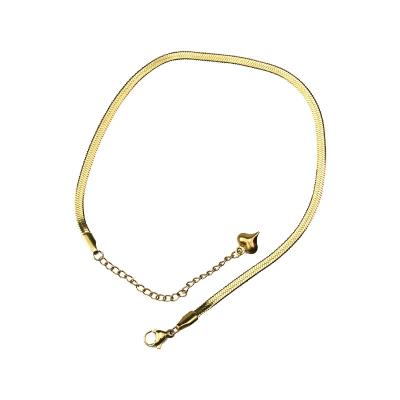 China Anklet 2023 New Custom Products Bell Anklet Women's Fashion 18K Gold Plated Stainless Steel Love Snake Chain Anklet for sale