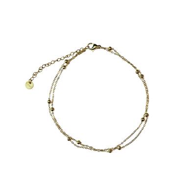 China 2023 Chain Fashion Jewelry Trendy Beaded Anklets For Women Anklets Gold Thin Layer Stainless Steel Anklets Jewelry for sale