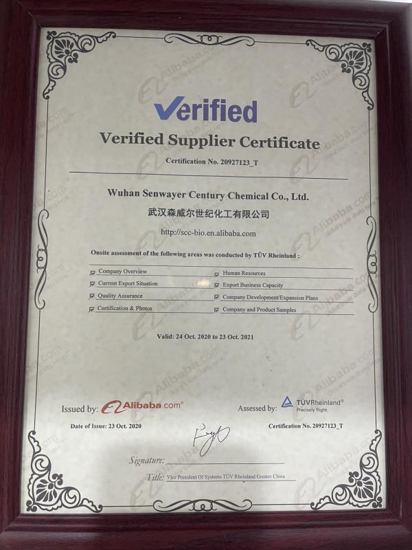 Verified supplier certificate - Wuhan Senwayer Century Chemical Co., Ltd.