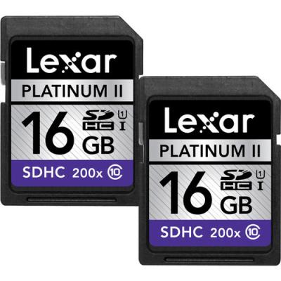 China Lexar 16GB SDHC Card Platinum II 200x Class 10 UHS-I (2-Pack) Price $12 for sale