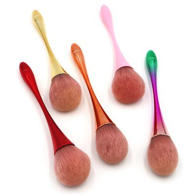 China Custom Big Logo Kabuki Make Up Cosmetic Private Label Face Makeup Flat Brush Blush Powder Brush for sale