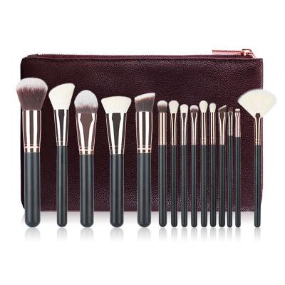 China Silky Wholesale Chinese Wholesale Logo Private Label OEM ODM Soft Spot Makeup 15 Luxury Makeup Brush Set and Portable Bag Set for sale