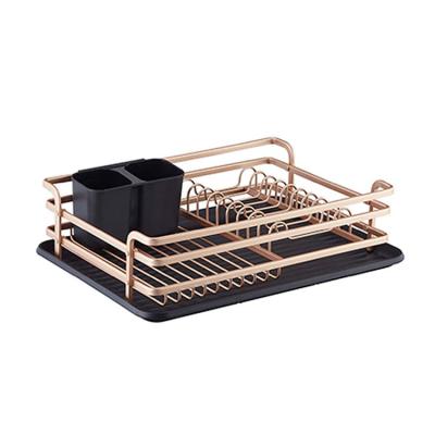 China Hot Selling Sustainable Amazon Storage Organizer Rose Cabinet Gold Rack Aluminum Dish Rack for sale