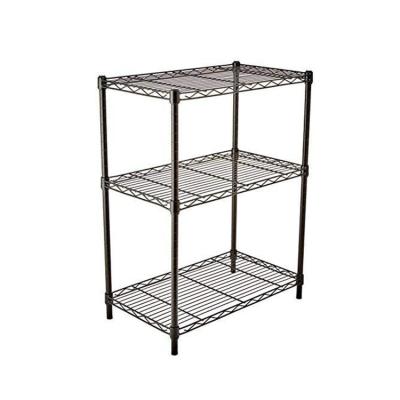 China Chrome Wire Shelf 3 Tier Corner Rack Storage Shelf 3 Tier Adjustable Black Lining Storage Shelves for sale