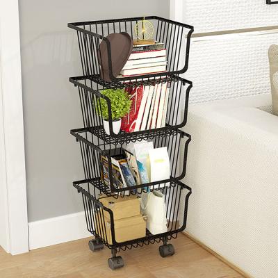 China Multifunctional Household Living Room Sundries Storage Metal Wire Stacked Basket for sale