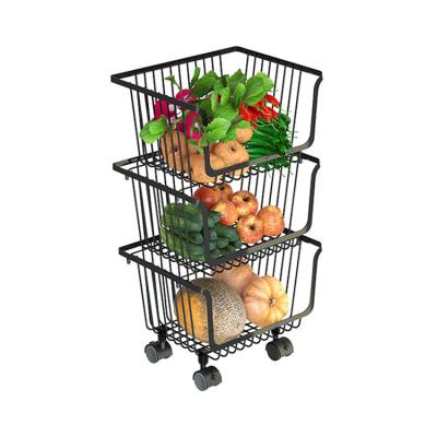 China Multifunctional Kitchen Storage Organizer 3 Tier Stackable Stackable Fruit Basket for sale