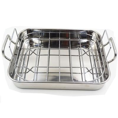 China Stainless Steel Viable Oven Tray Non-Stick Turkey Rack Roast Baking Pan for sale