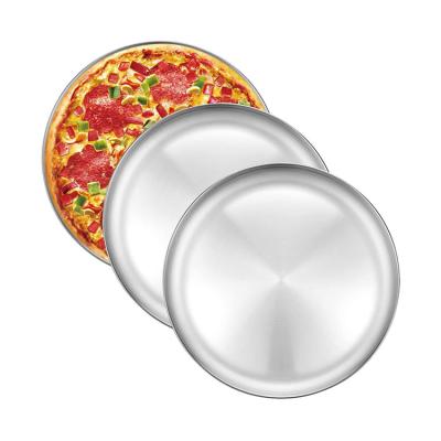 China Sustainable Shallow Round Aluminum Pan Household Baking Non Stick Pizza Pan For Oven for sale