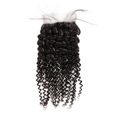 China Hot Selling Kinky Curly Curly Hair 4*4 Lace Closure 100% Hand Made Hair Extension Cuticle Aligned Hair for sale