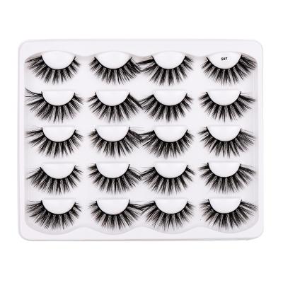 China Chemical fiber factory 10 pairs false eyelashes suitable Europe and the United States fiber dense 3d ermine natural false eyelashes long for sale