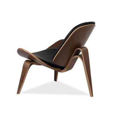 China Modern Nature Or Walnut Padded Leather Chair Bent Plywood Dining Chair With Leather Seam for sale