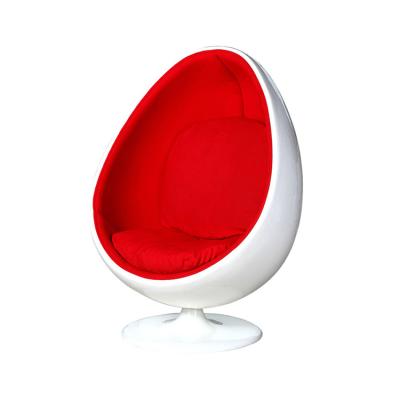 China Good quality classic leather upholstered inside adult size fiberglass oval egg shaped pod chair for sale