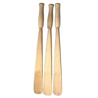 China Custom Logo Wooden Shoe Horn Cleaning Brush Long for sale