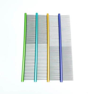 China Pet Grooming Viable Colored Teeth Comb Stainless Steel Comb for sale