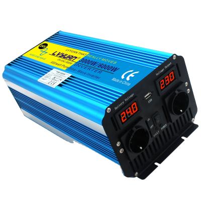 China For Air Conditioning Lvyuan 3000w Pure Sine Wave Power Inverter 24V DC to 230V AC Converter with Dual LED Display 4 AC Outlets 1 USB Port for sale