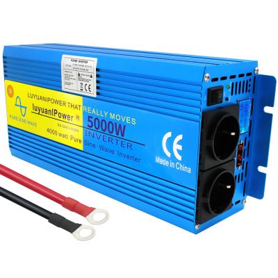 China For Air Conditioning Dual EU Jack 5000W Pure Sine Wave Reted 2000W Solar Power Inverter For DC 12V AC 220V LCD Display Converter Home Charger for sale