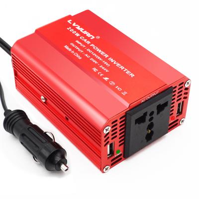 China For Universal Mobile Phone Lvyuan 200W Plug DC 12V to 220V AC Vehicle Converter Stock Car Spare Inverter with 3.1A USB for sale