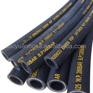 China Petroleum Base Hydraulic Fluids Four Steel Wire Reinforcement Spiral Wrapped Outboard High Pressure Hydraulic Rubber Hose Fitting zu verkaufen