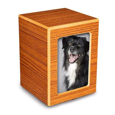 China Durable Rustic Handmade Wooden Small Oak Wooden Cremation Keepsake Photo Box Dog Memorial Urns for sale