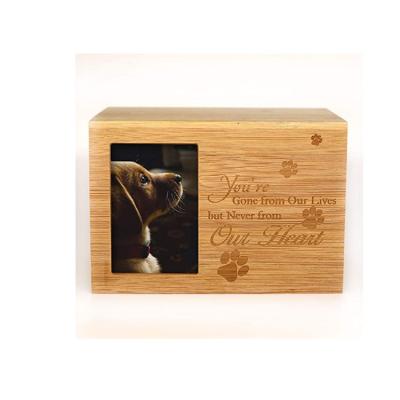 China Photo Viable Wholesale Waterproof Animal Cremation Wooden Box Pet Cremation Durable Natual Urn for sale