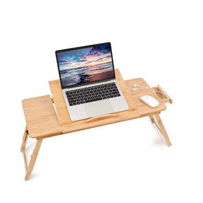 China Adjustable Drawer Adjustable Bamboo Handmade Wooden Folding Bed Mini Computer Desk (Height) for sale