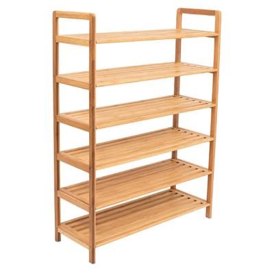 China Convertible Entryway Bamboo Rust Free Wooden Standing Closets Shoe Racks For Home for sale